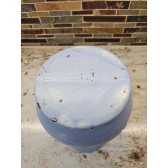 Vintage Haeger Vase, Blue Ribbed Pottery  Double Handle - Picture 5 of 5